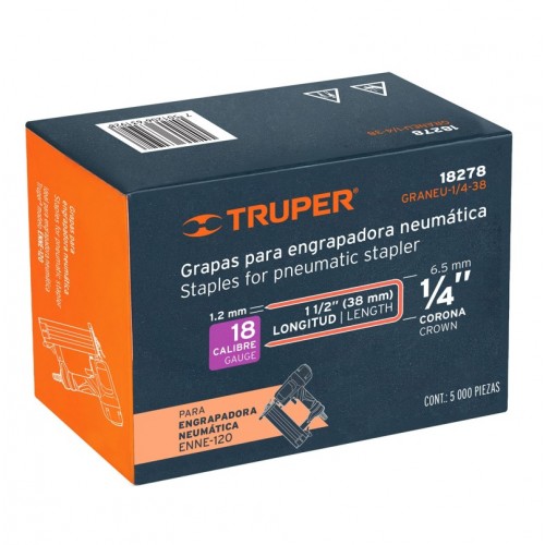 Grapas Truper 18278 p/ Grapadora Neum. 1/4 1.1/2" x5000u