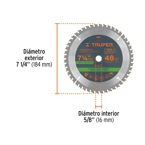 Hoja Sierra Circular p/ Madera Truper 18317 185mm 48di