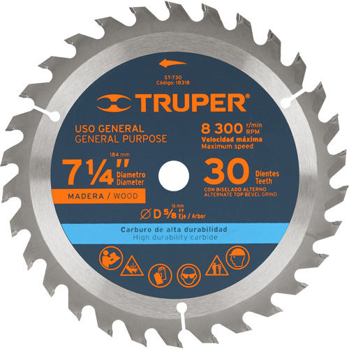 Hoja Sierra Circular p/ Madera Truper 18318 185mm 30di