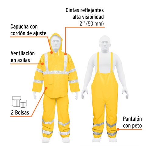 Conjunto Impermeable Truper 18417 Reflectivo G PVC