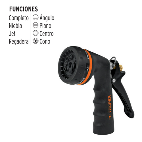 Pistola para Riego Truper 18477 Metal 8 Funciones