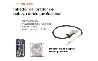 Pico Inflador Calibrador Truper 19028 cabeza doble 120psi Pico Inflador Calibrador Truper 19028 cabeza doble 120psi