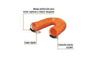 Manguera de Aire Truper 19075 1/4" x15m Espiral Manguera de Aire Truper 19075 1/4" x15m Espiral