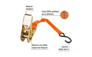 Cinta de Amarre con Catraca Truper 19281 25mm 3m 675kg 2u Cinta de Amarre con Catraca Truper 19281 25mm 3m 675kg 2u