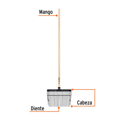 Bieldo para Estiércol Truper 19998 16di 137cm con Mango