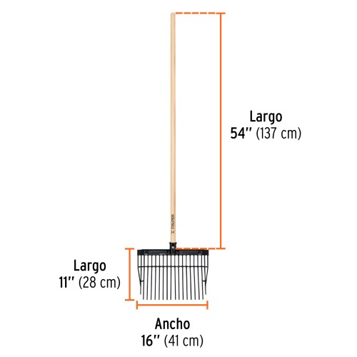 Bieldo para Estiércol Truper 19998 16di 137cm con Mango