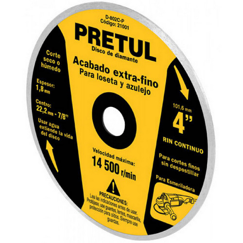 Disco de Corte Pretul 21001 Diamante Rin Continuo 100mm