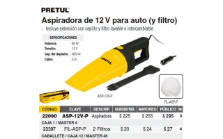 Aspiradora para Automovil Pretul 22090 12V Aspiradora para Automovil Pretul 22090 12V