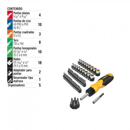 Destornillador Cricket Pretul 22976 con Puntas 61pzs