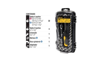 Llaves Tubo Hex. Pretul 23969 enc.1/4" [mm] [pulg] 39pzs