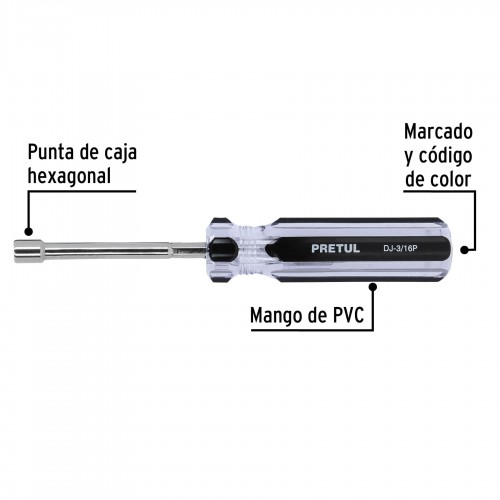 Destornillador Tubo Hexagonal Pretul 29988 3/16"