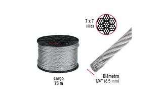 Cabo de Acero Fiero 44207 7x7hilos 1/4" 2240kg x75m Cabo de Acero Fiero 44207 7x7hilos 1/4" 2240kg x75m