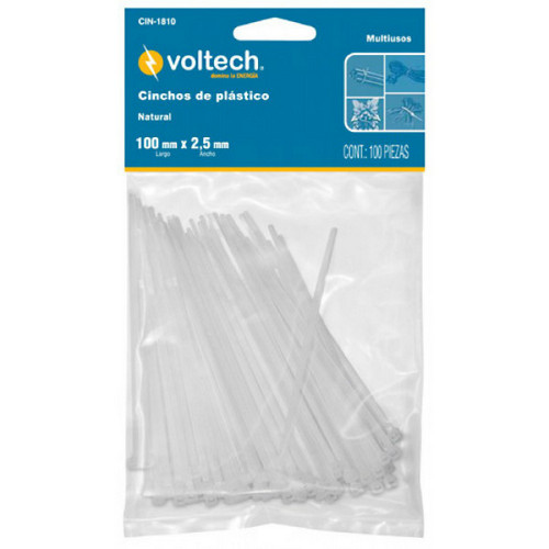 Precinto Volteck 44300 2,5mm x 10cm Blanco x100u