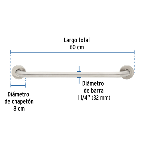 Barra de Apoyo Recta Foset 46885 32mm 60cm Inoxidable