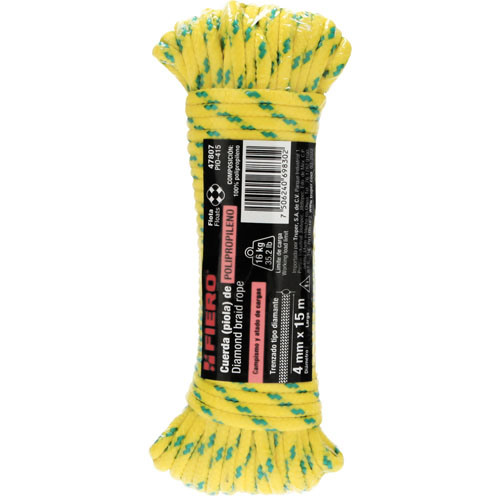 Cuerda Trenzada Fiero 47807 110kgf 4mm x15m Amarillo