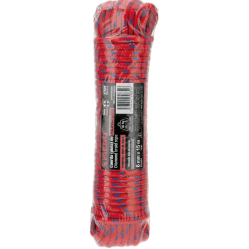 Cuerda Trenzada Fiero 47809 200kgf 6mm x15m Rojo