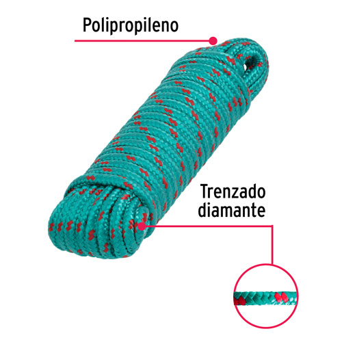 Cuerda Trenzada Fiero 47810 220kgf 8mm x15m Verde