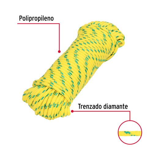 Cuerda Trenzada Fiero 47812 110kgf 4mm x30m Amarillo