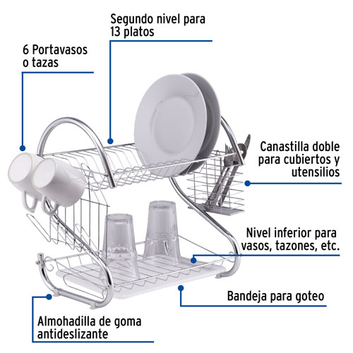 Escurridor de Platos y Cubiertos Foset 47908 Cromado