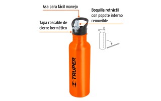 Botella de Agua Truper 62126 750ml Naranja Botella de Agua Truper 62126 750ml Naranja