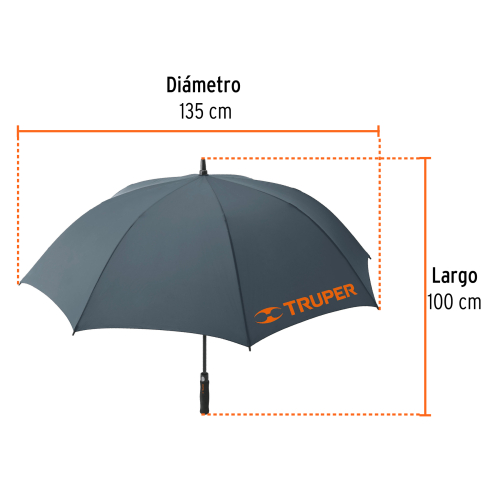 Paraguas Truper 65012 135cm Negro