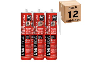 Silicona Unipega Acética Altas Temperaturas 280ml Rojo x12u Silicona Unipega Acética Altas Temperaturas 280ml Rojo x12u