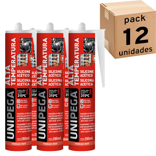 Silicona Unipega Acética Altas Temperaturas 280ml Rojo x12u