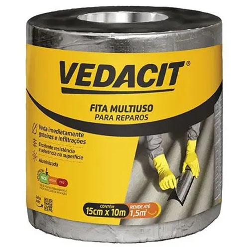 Cinta Asfáltica Autoadhesiva Vedacit V0616075 Aluminio 15cm x 10m