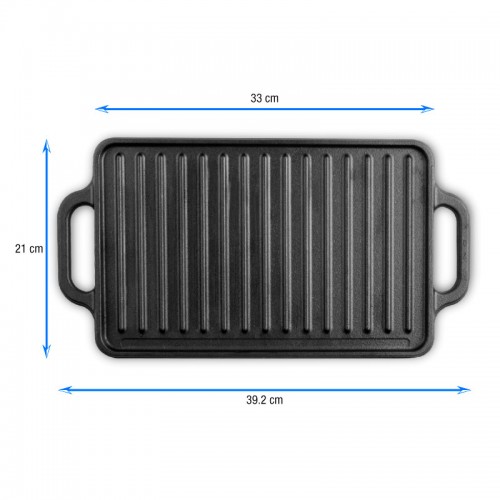 Plancha Lisa y Grill de Hierro Victoria 435 33x21cm