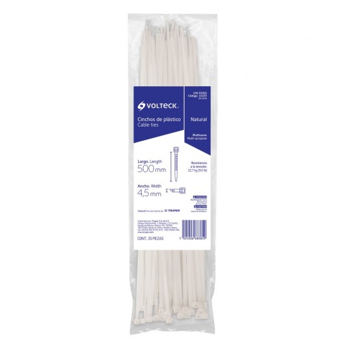 Precinto Volteck 44311 4,5mm x 50cm Blanco x25u