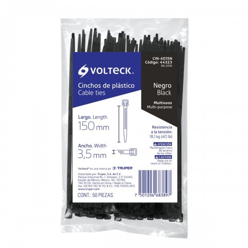 Precinto Volteck 44323 3,5mm x 15cm Negro x50u