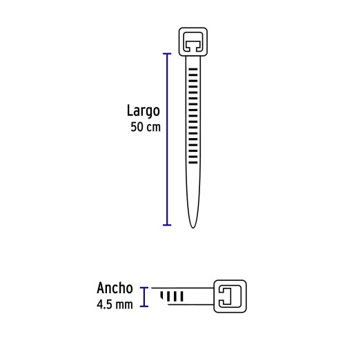 Precinto Volteck 44331 4,5mm x 50cm Negro x25u