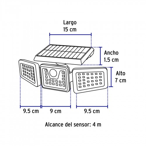 Lámpara Solar Volteck 49782 LED 7W con Sensor de Mov.