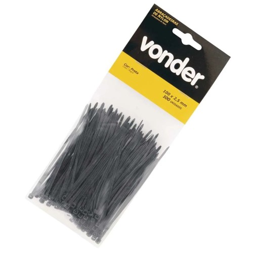 Precinto Vonder 2,5mm 10cm Negro x100u