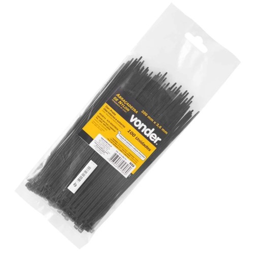 Precinto Vonder 3,6mm 20cm Negro x100u