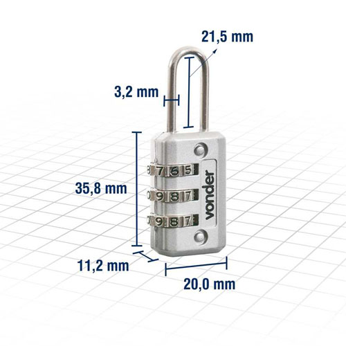 Candado Vonder Combinación 20mm Gris