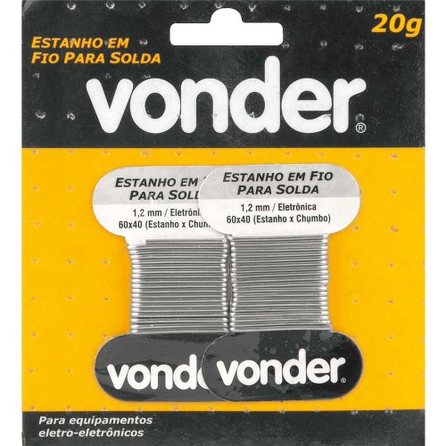Estaño Vonder 60% para Electrónica 1,2mm 10g x2u Estaño Vonder 60% para Electrónica 1,2mm 10g x2u