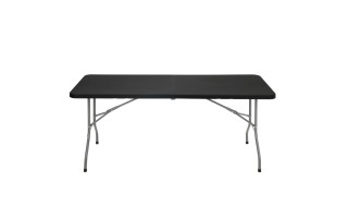 Mesa Plegable de Plástico y Metal Rectangular 180x74cm Negro Mesa Plegable de Plástico y Metal Rectangular 180x74cm Negro