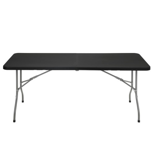 Mesa Plegable de Plástico y Metal Rectangular 180x74cm Negro