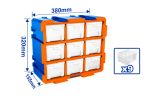 Organizador Wadfow WTB8331 Plástico con 9 cajas Organizador Wadfow WTB8331 Plástico con 9 cajas