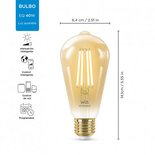 Lámpara Inteligente Wiz Edison LED G95 6,9W Filamento