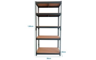 Estante iGPro Metal y Madera 5 Repisas Negro 180x90x40cm Estante iGPro Metal y Madera 5 Repisas Negro 180x90x40cm